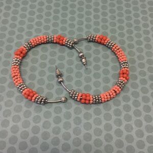 Orange Beaded Earrings 